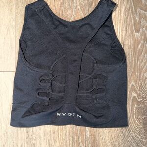 NVGTN Black Strappy-Back Athletic Bra